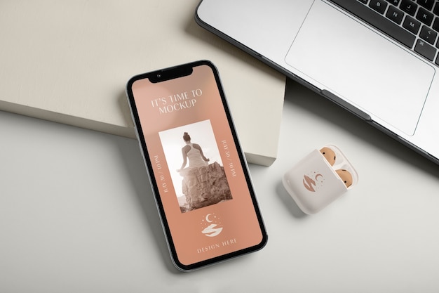 Elegant scene with device mockup