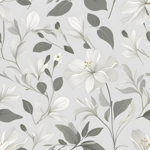 Elegant seamless pattern of minimalist flowers