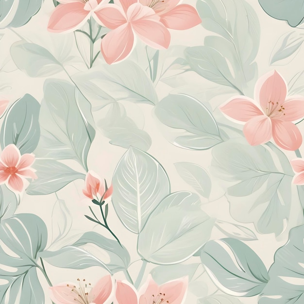 Elegant seamless pattern of minimalist flowers