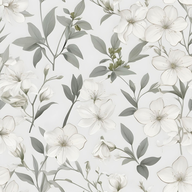 Elegant seamless pattern of minimalist flowers