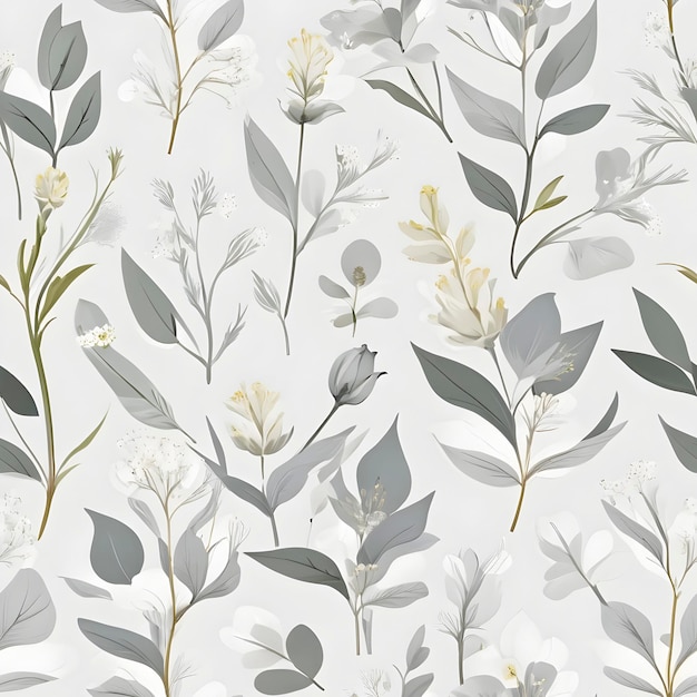 Elegant seamless pattern of minimalist flowers