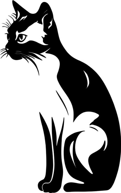 PSD elegant siamese cat portrait in bold black stencil design