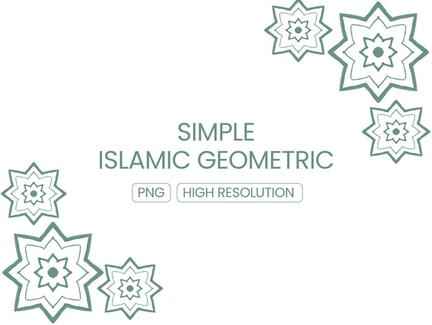 Elegant and Simple Islamic Geometric Shapes for Eid Celebration lienart style