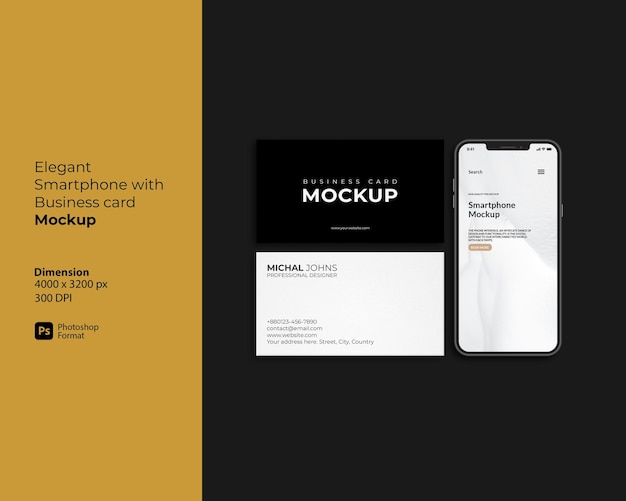 Elegant Smartphone with Business card Mockup