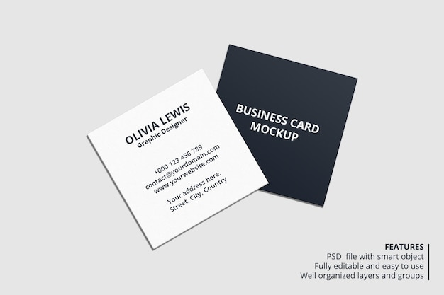 Elegant square business card mockup design