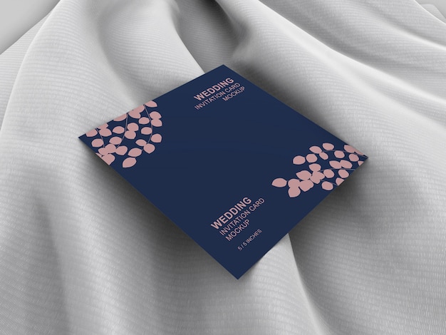 Elegant square card wedding invitation card mockup