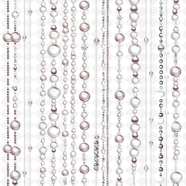 Elegant String Dangled With Crystal Beads and Pearls in Shim PNG Natural Inspired Flat Borderline