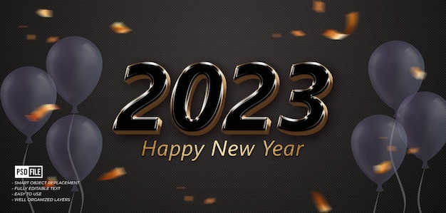 PSD elegant style black gold 2023 editable 3d style text effect