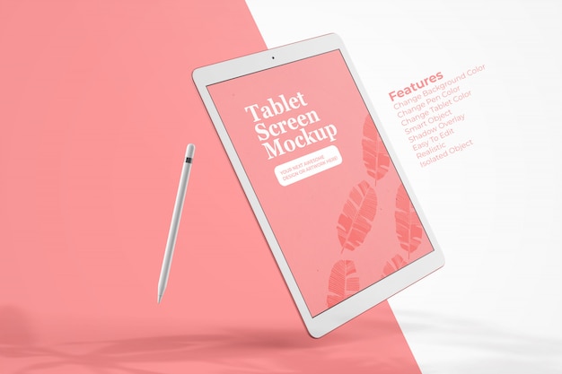 Elegant Tablet mockup Floating with Digital Pencil