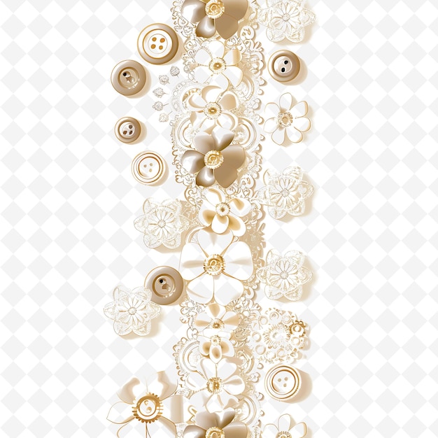 Elegant Thread With Vintage Buttons and Lace Trims on It Dec PNG Natural Inspired Flat Borderline