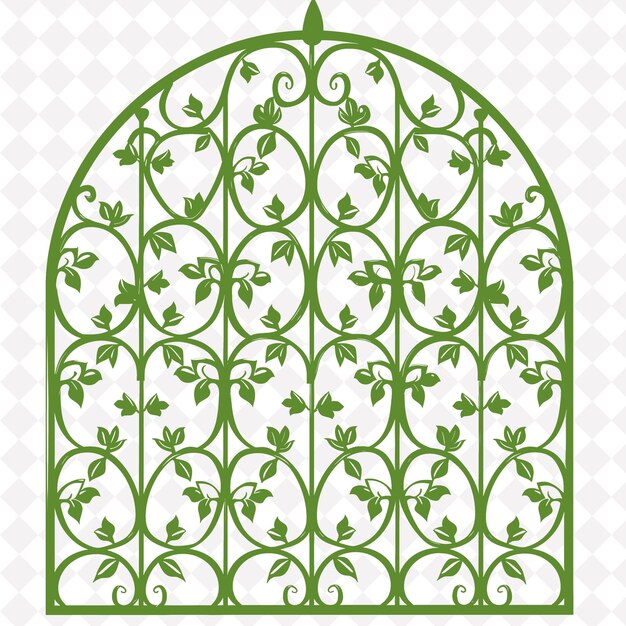 PSD elegant trellis made from wrought iron curved design with ja outline natural decorative design