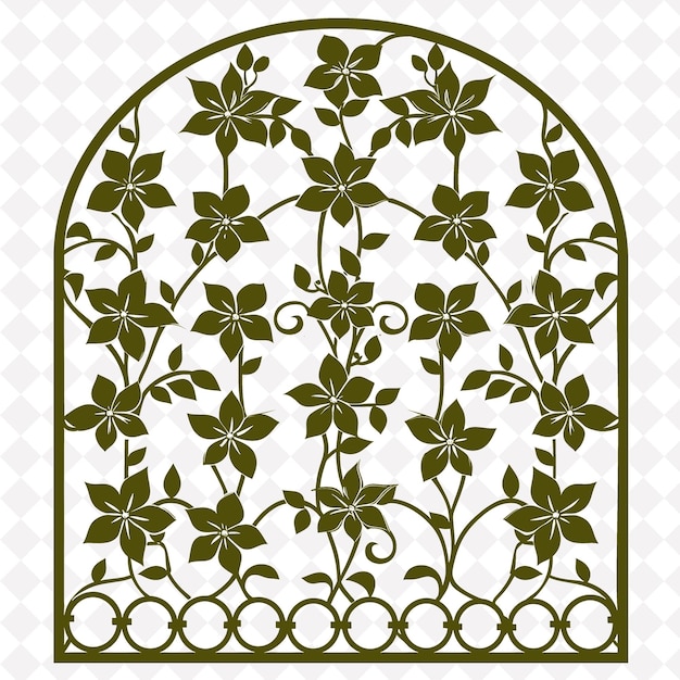 PSD elegant trellis made from wrought iron curved design with ja outline natural decorative design