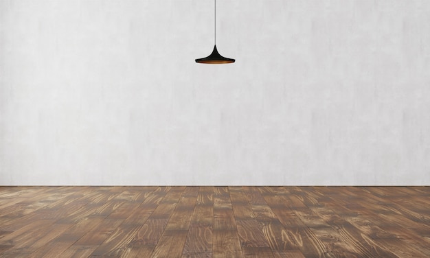 Elegant wall with modern lamp and parquet