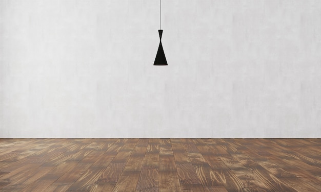 Elegant wall with modern lamp and parquet