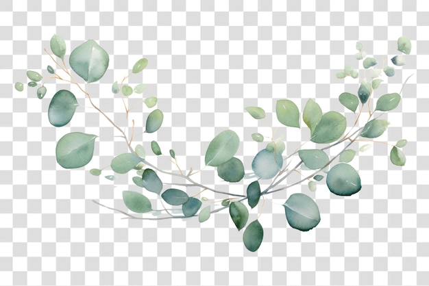 PSD elegant watercolor eucalyptus wreath