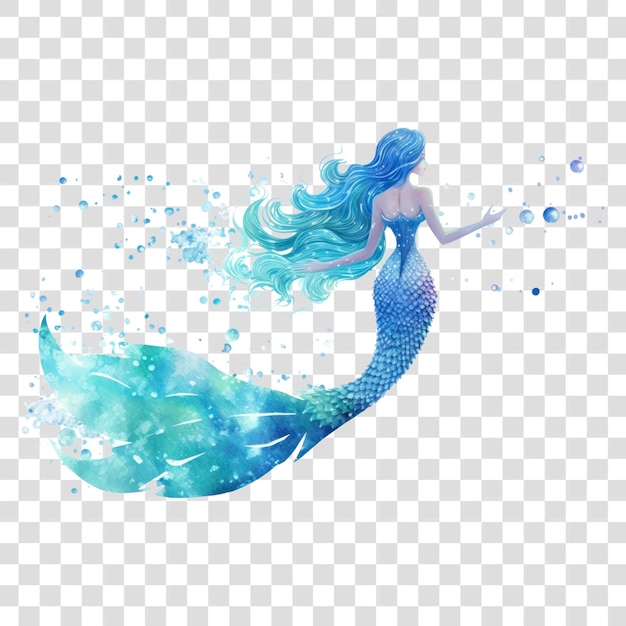 PSD elegant watercolor mermaid illustration