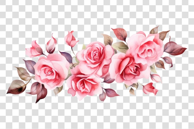 PSD elegant watercolor pink rose bouquet