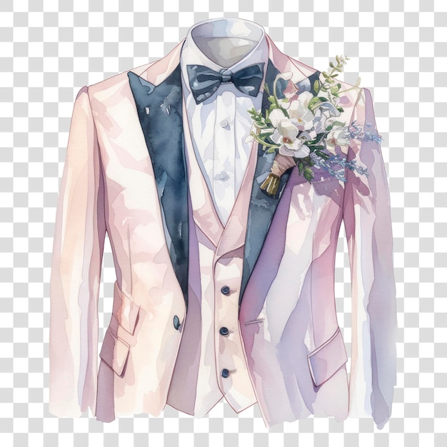 Elegant watercolor wedding suit