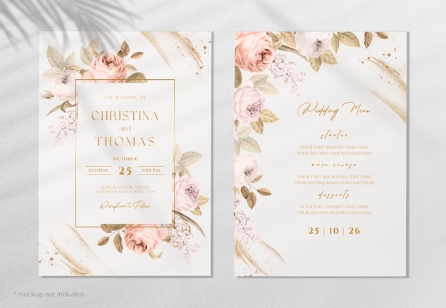 elegant wedding invitation card template set