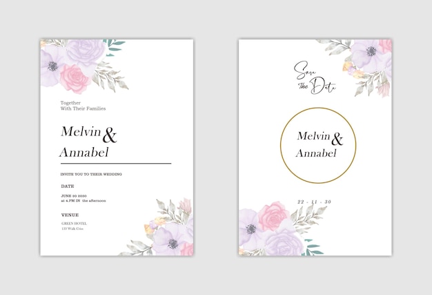 Elegant wedding invitation template Premium Psd