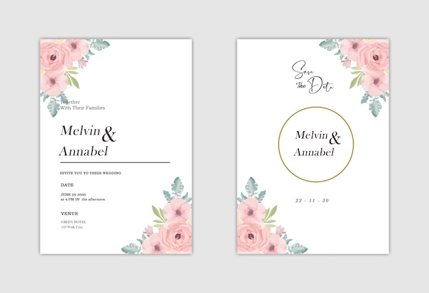 Elegant wedding invitation template Premium Psd