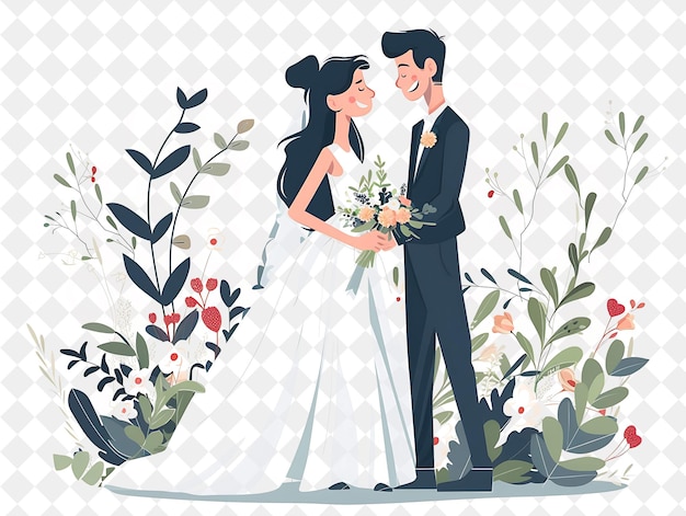 PSD elegant wedding planner with characters planning and coordin png people in daily work illustration