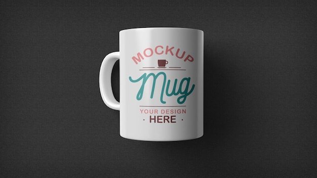 Elegant White Mug Mockup on Dark Bakground