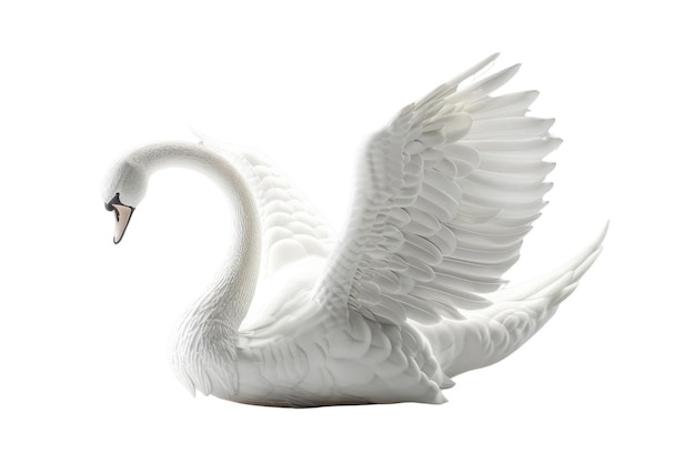 Elegant white swan isolated on white background Studio product photo AIG57