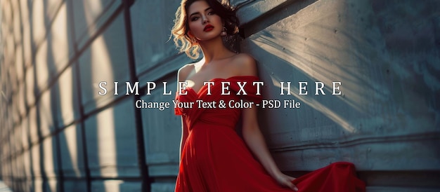 PSD elegant woman in red dress