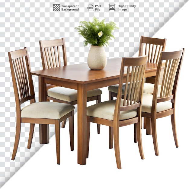 PSD elegant wooden dining table set