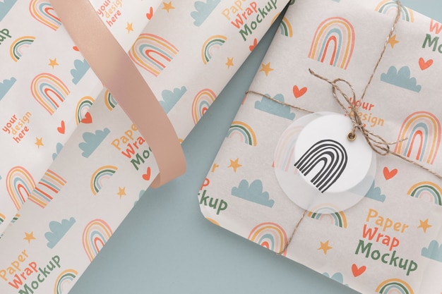 Elegant wrapping paper mockup