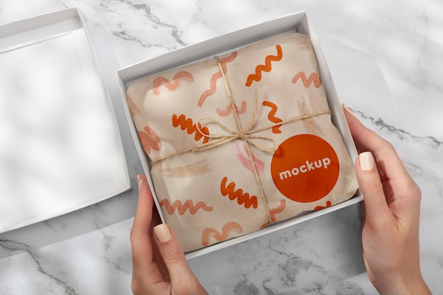 Elegant wrapping paper real context mockup