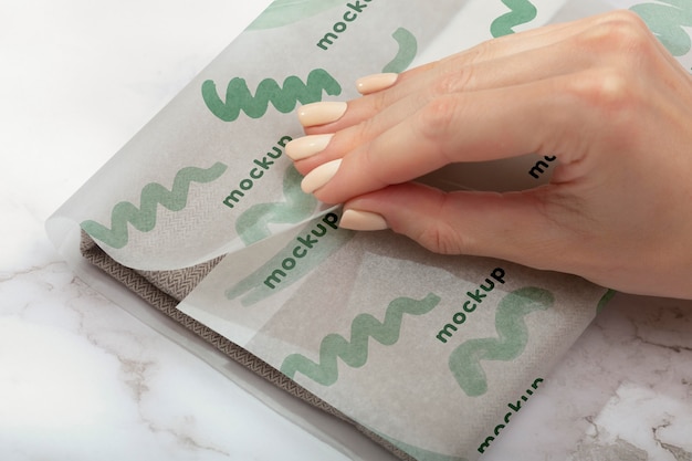 Elegant wrapping paper real context mockup