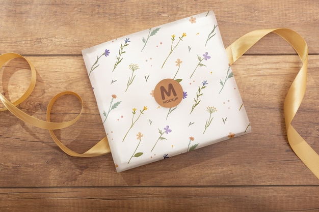 Elegant wrapping paper real context mockup