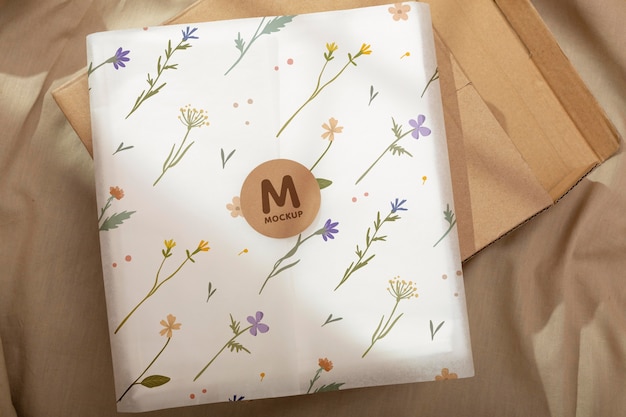 Elegant wrapping paper real context mockup