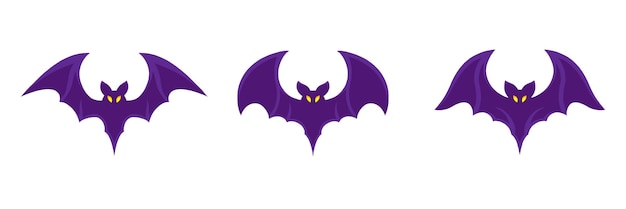 Element set cartoon bat with for halloween design