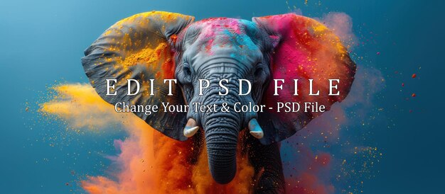 Elephant Covered in Colorful Powder