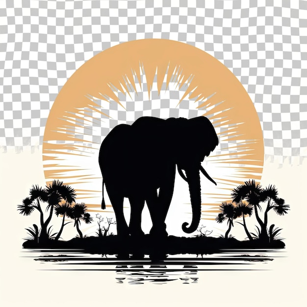 PSD elephant silhouette vector black and transparent