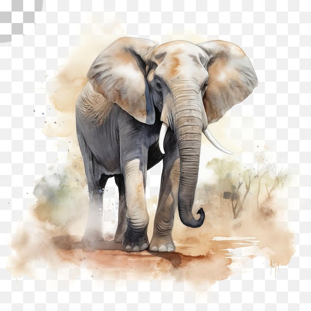 Elephant watercolor painting of an elephant walking, hd png download