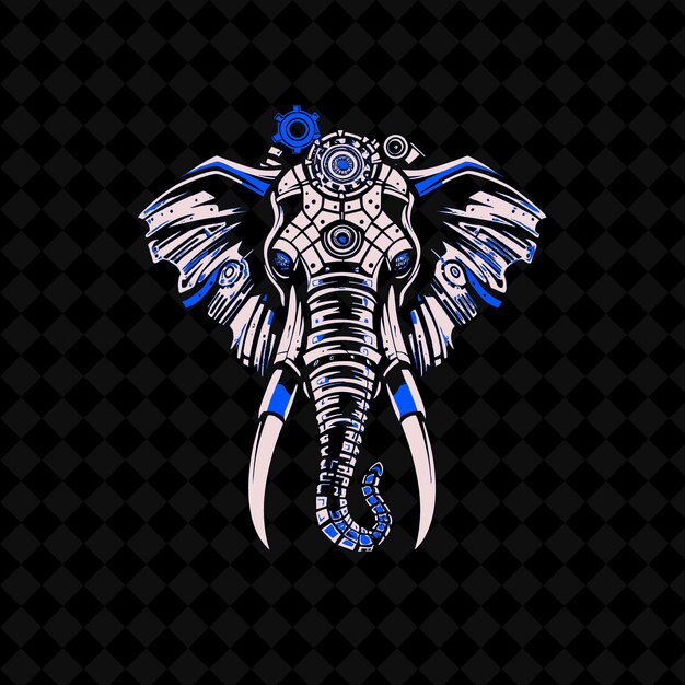 an elephant with a blue ribbon on its head