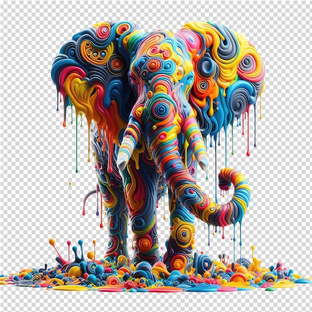 an elephant with a colorful and colored paint on it