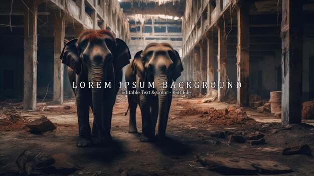 Elephants in Abandoned Buildings Elephants in a dark