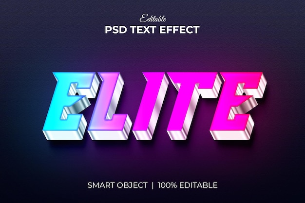 Elite colorful 3d editable text effect mockup premium PSD