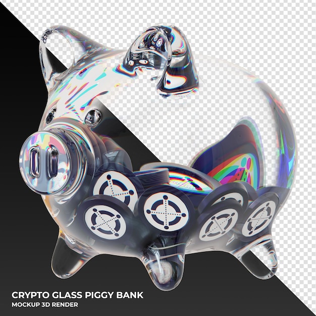 Elrond EGLD coin in clear glass piggy bank 3d rendering