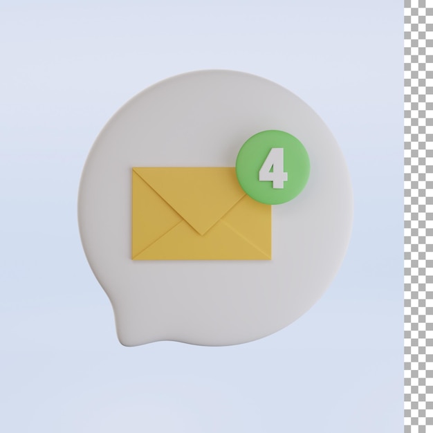 Email Chat And Four Notification 3d Icon