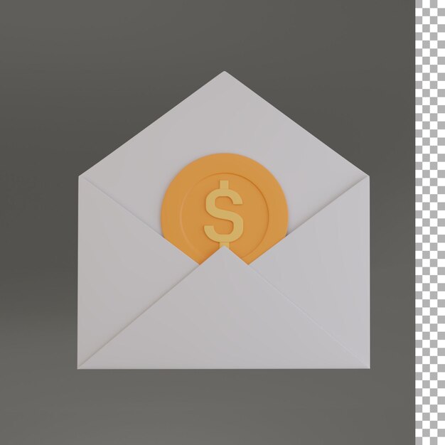 Email Envelope With Dollar Coin 3d Icon