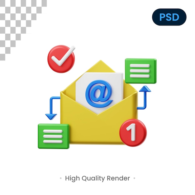 Email Marketing 3D Render Illustration Premium Psd