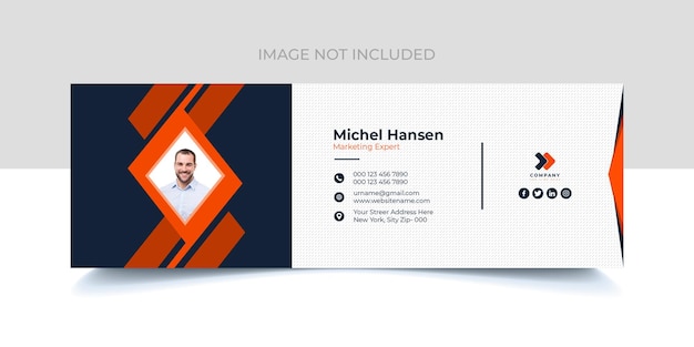 email signature design for corporate company with creative shape psd template