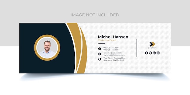 PSD email signature design for corporate company with creative shape psd template