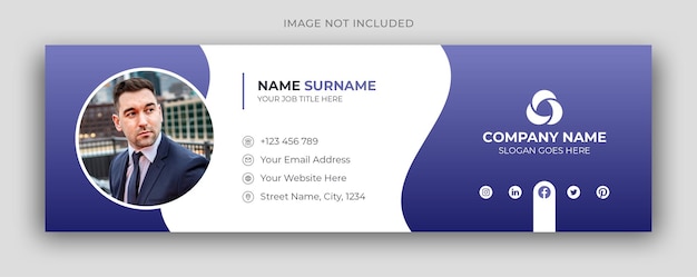 Email signature or email footer and personal social media facebook cover design template